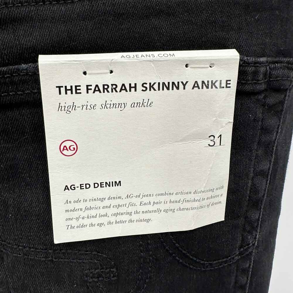 AG Jeans Adriano Goldschmeid NWT The Farrah Skinny Ankle Jean Black Cafe // 31 - Picture 12 of 14
